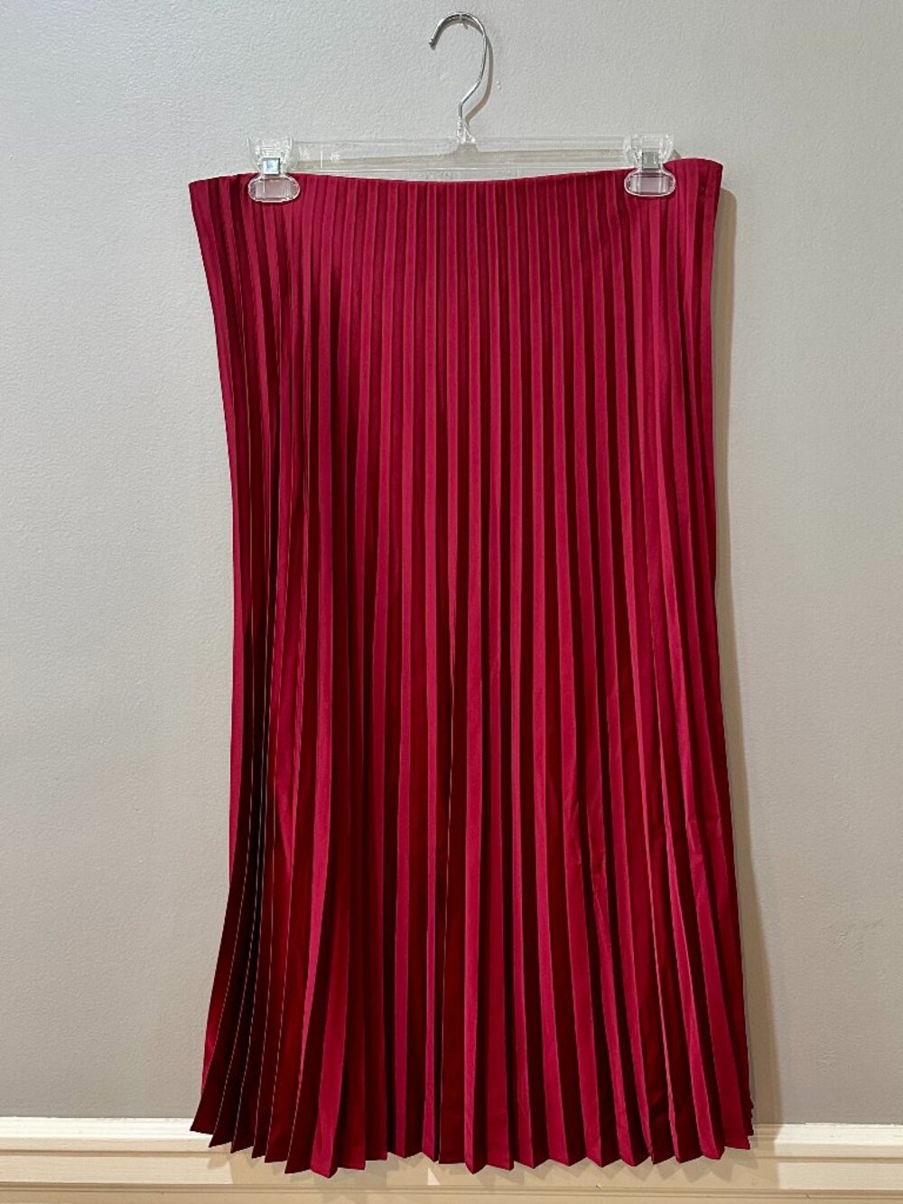 J. Crew Midi Pleated Skirt Large Lined Merlot Red